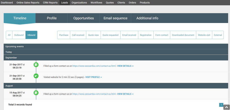 screenshot of SeoToaster CRM